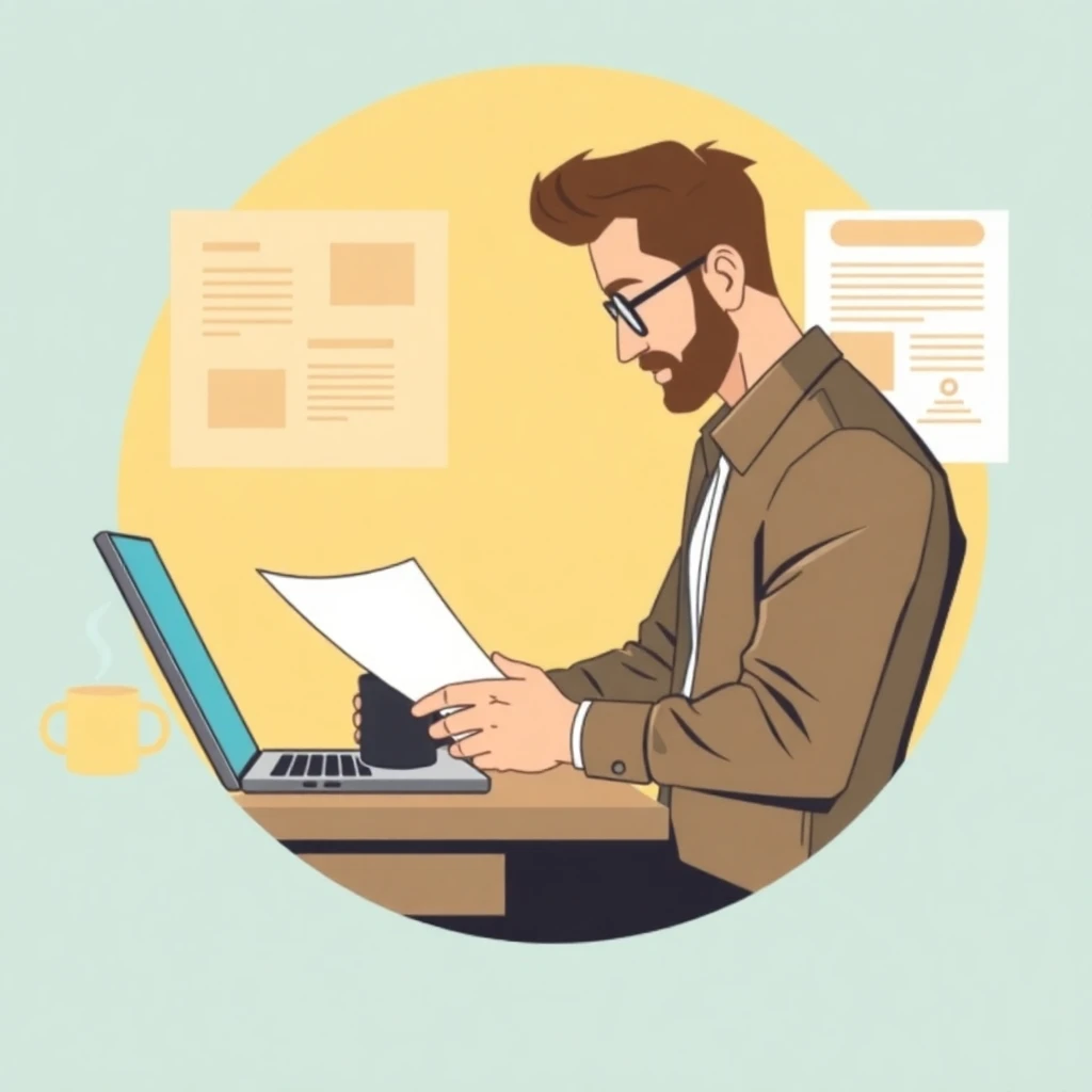 Professional reviewing documents