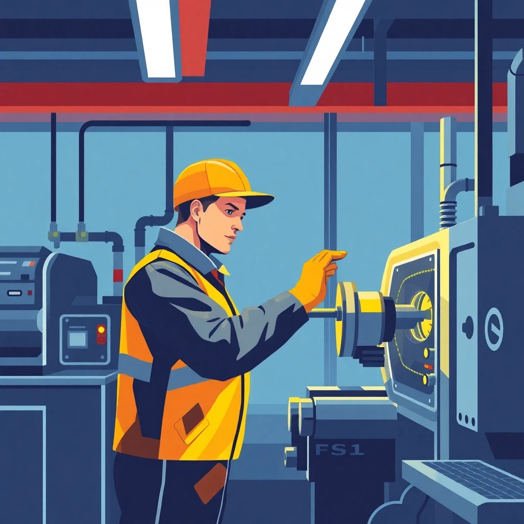 Travailleur concentré dans une usine