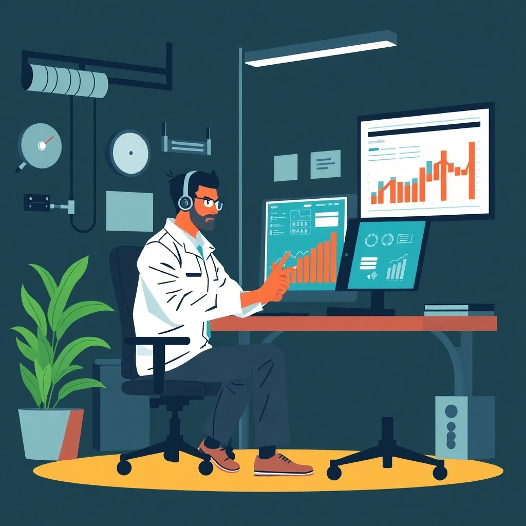 Profissional de TI revisando resultados