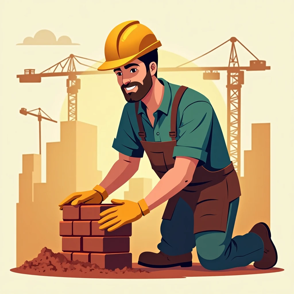 Experienced mason at work