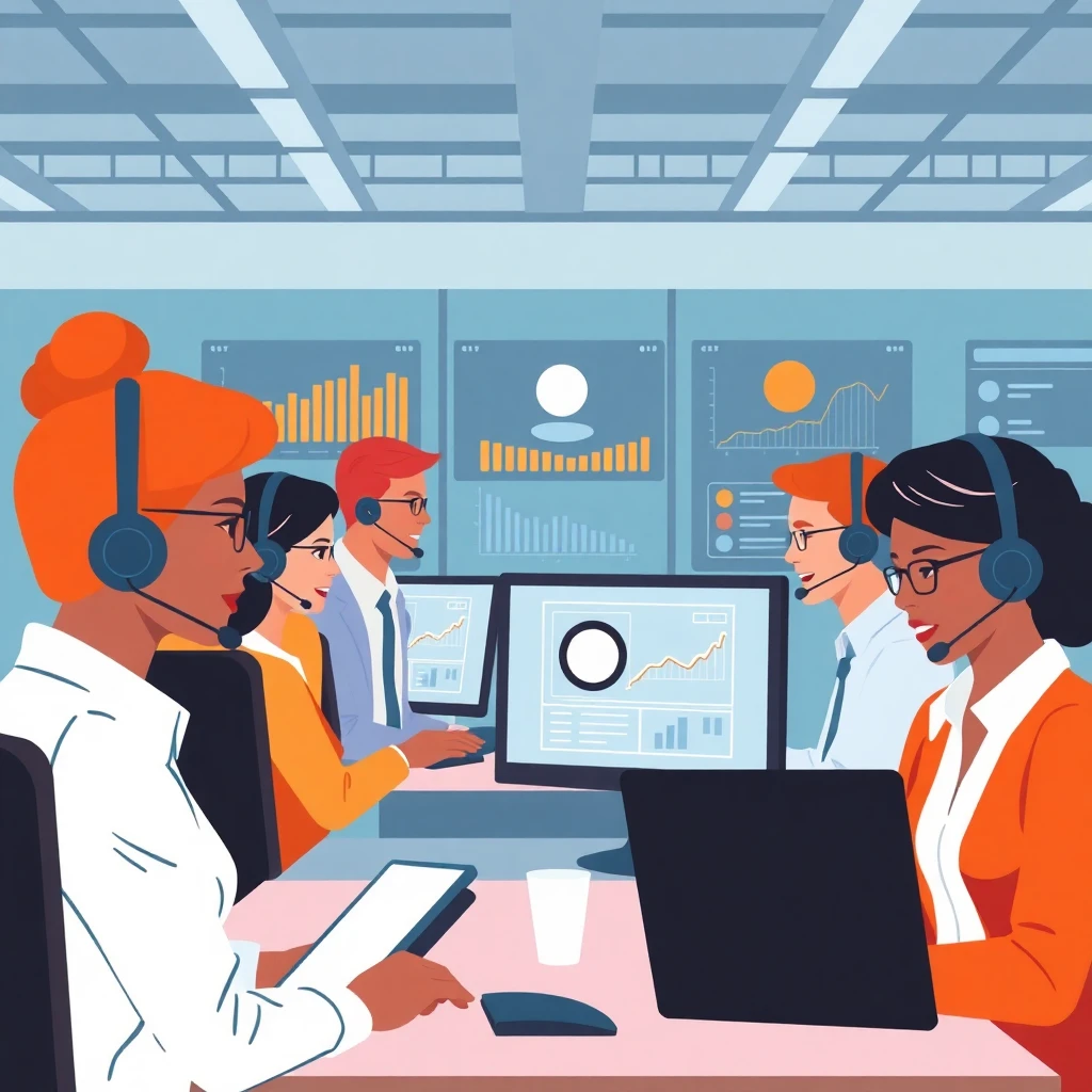 Customer service team in action