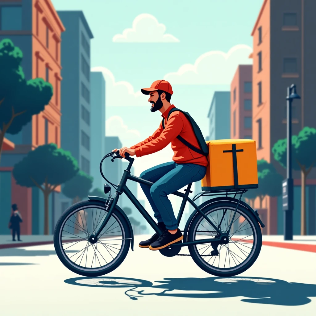 Bicycle courier in city
