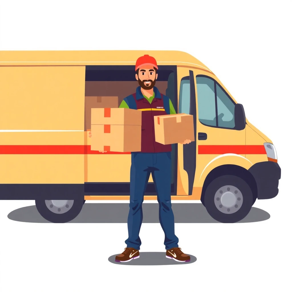 Delivery driver preparing for a drop-off