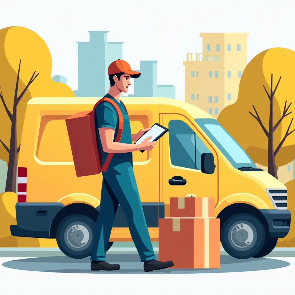 Delivery driver in action