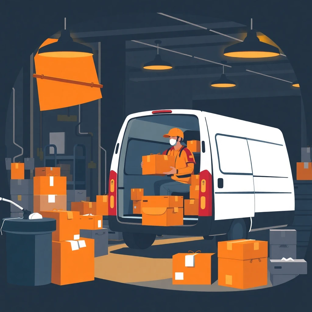 Busy delivery depot