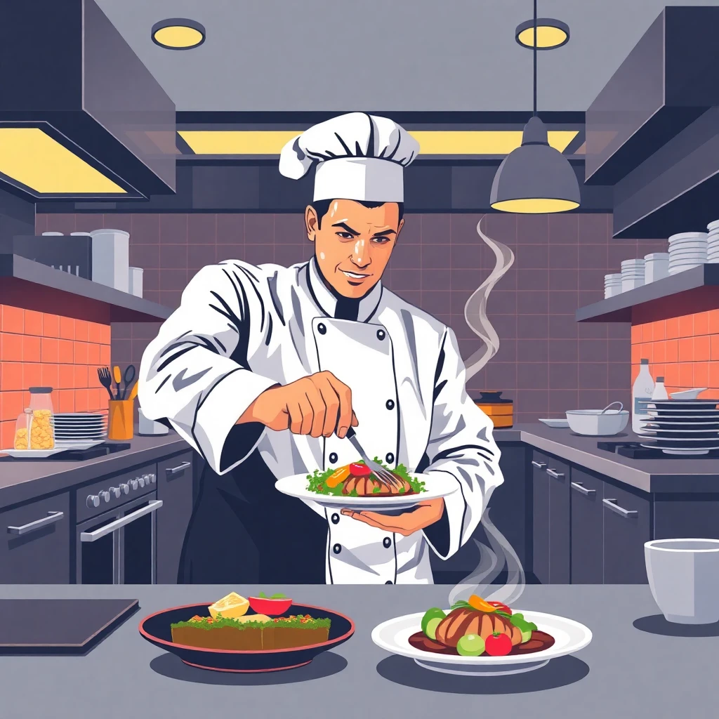 Chef plating a dish