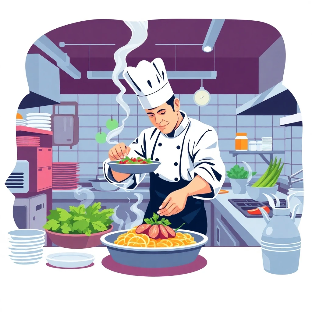 Chef in a busy kitchen
