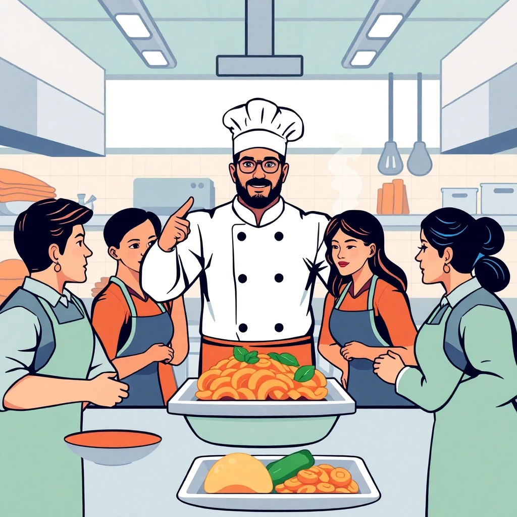 Head chef directing a team