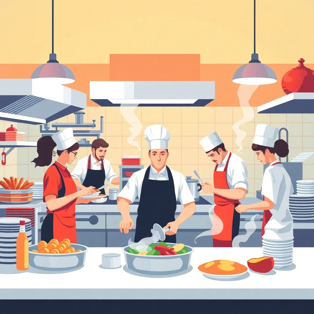 Kitchen staff at work