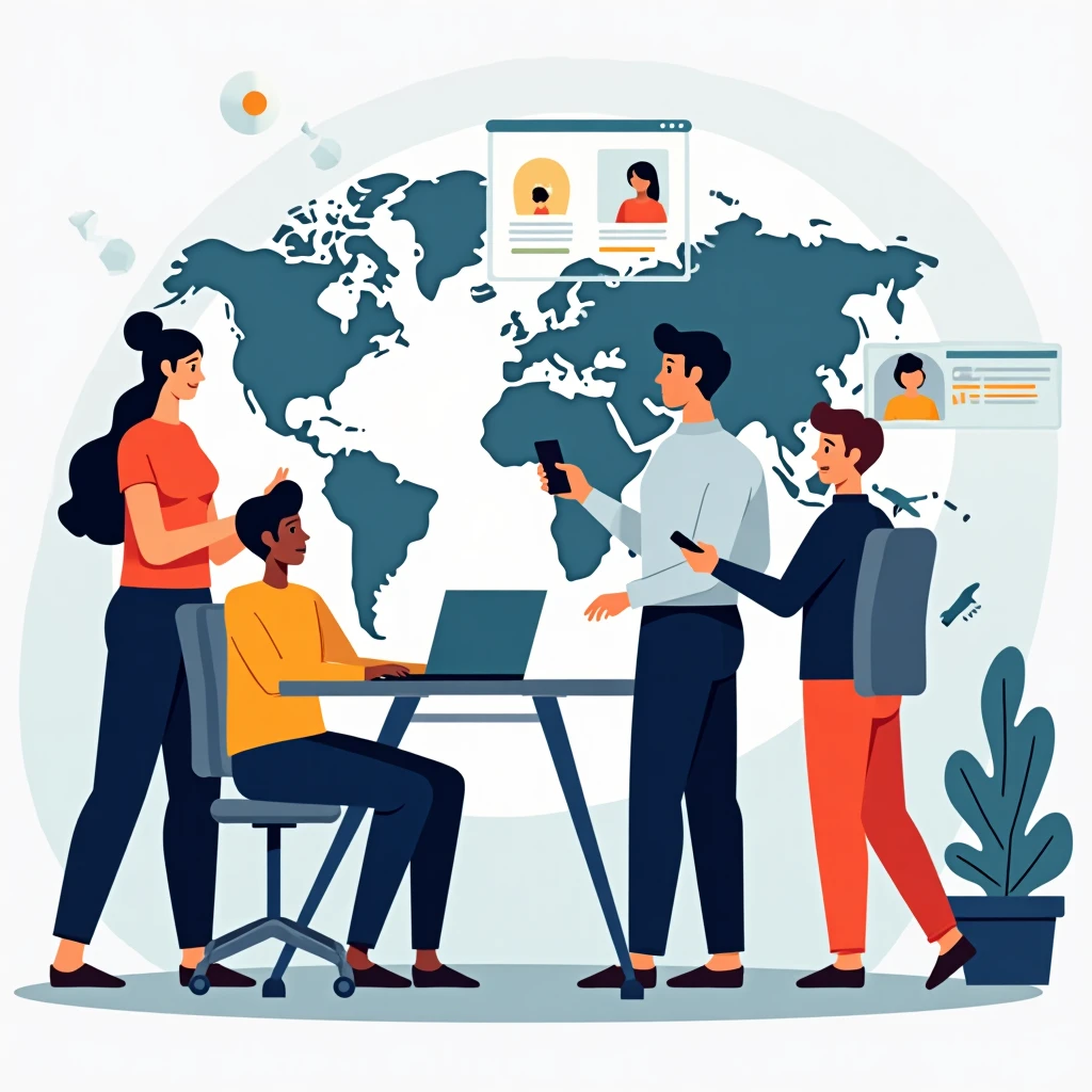 Multilingual team in virtual meeting