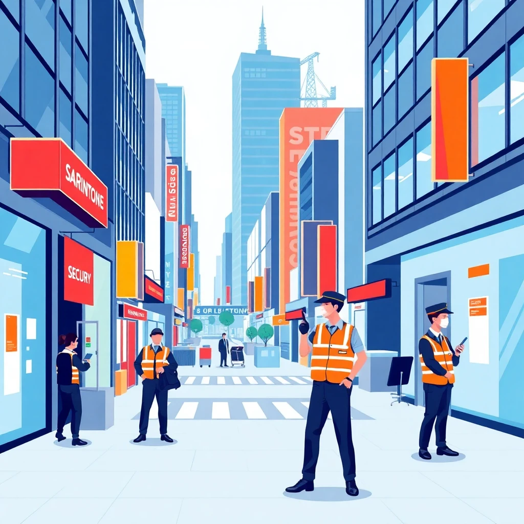 Security personnel in a business district