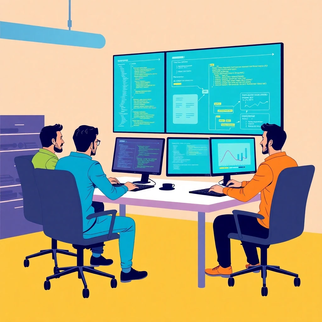 Discusión de equipo de desarrolladores