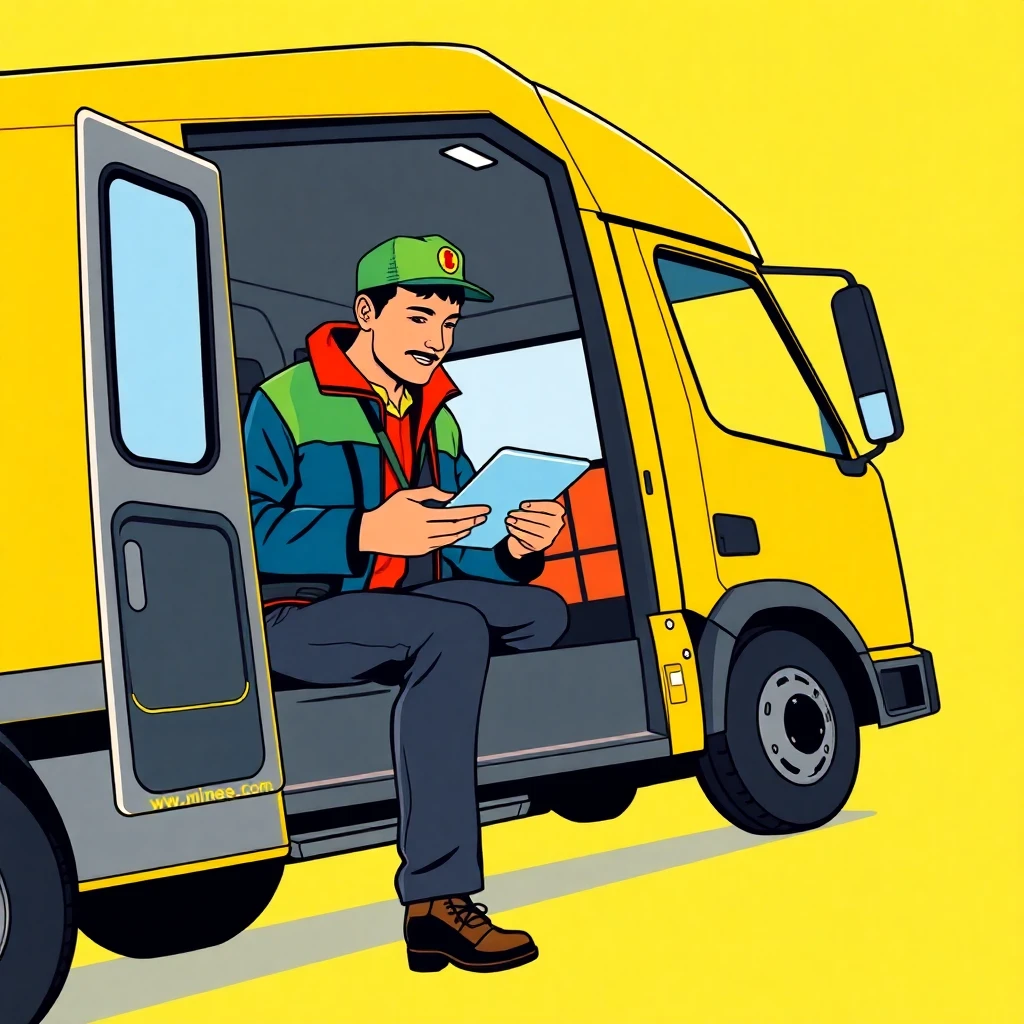 Chauffeur livreur vérifiant son itinéraire