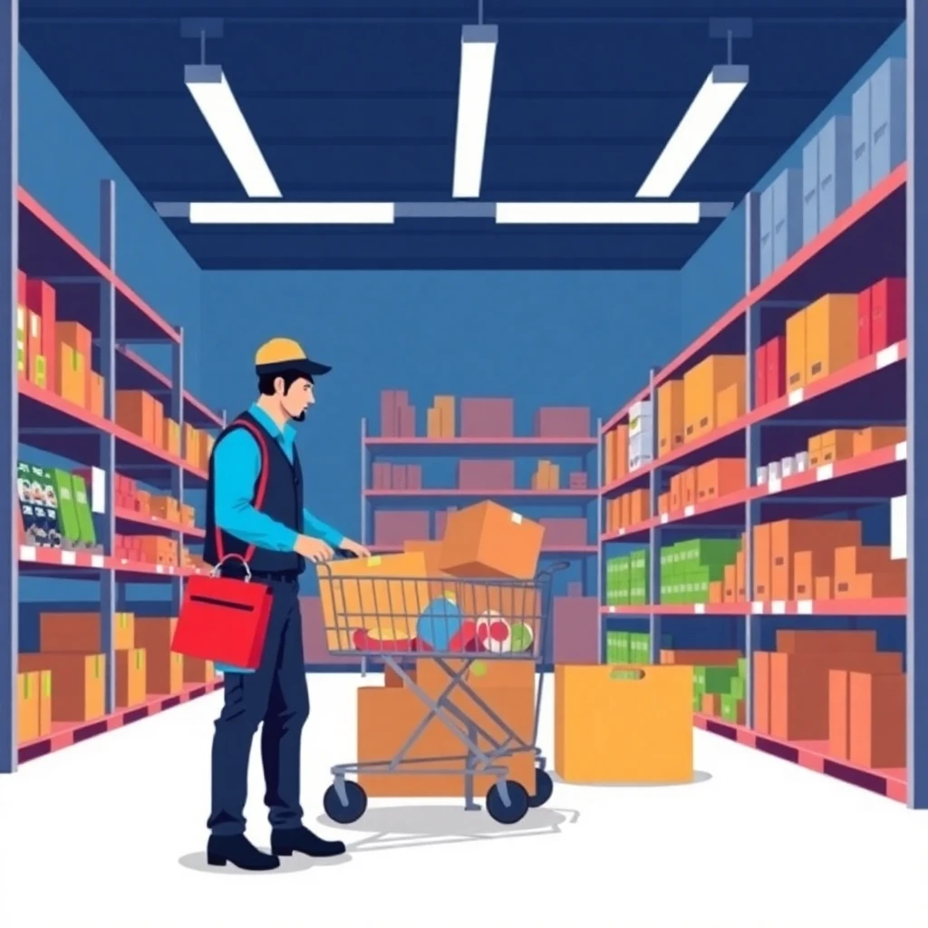 Magasinier-chauffeur organisant des marchandises