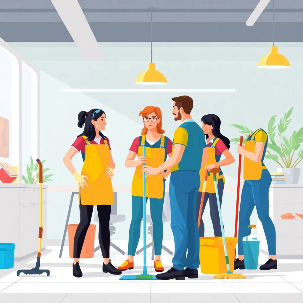 Team of cleaners planning their day
