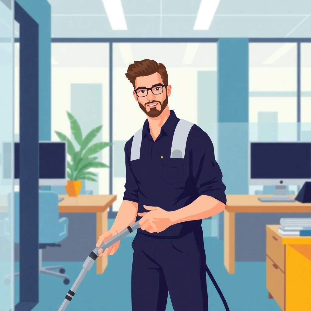 Professional cleaning in a modern office
