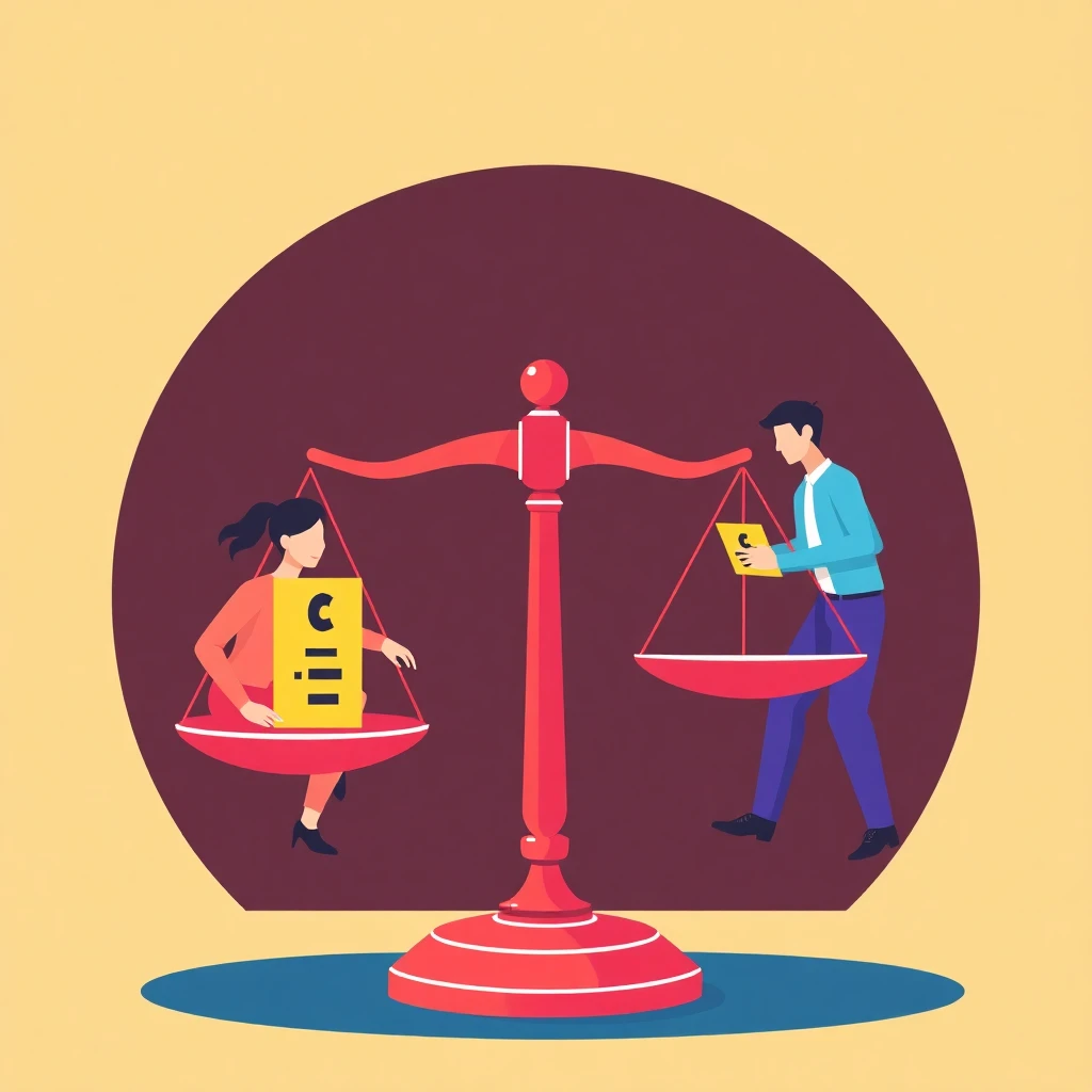 Balance scale of job satisfaction and compensation