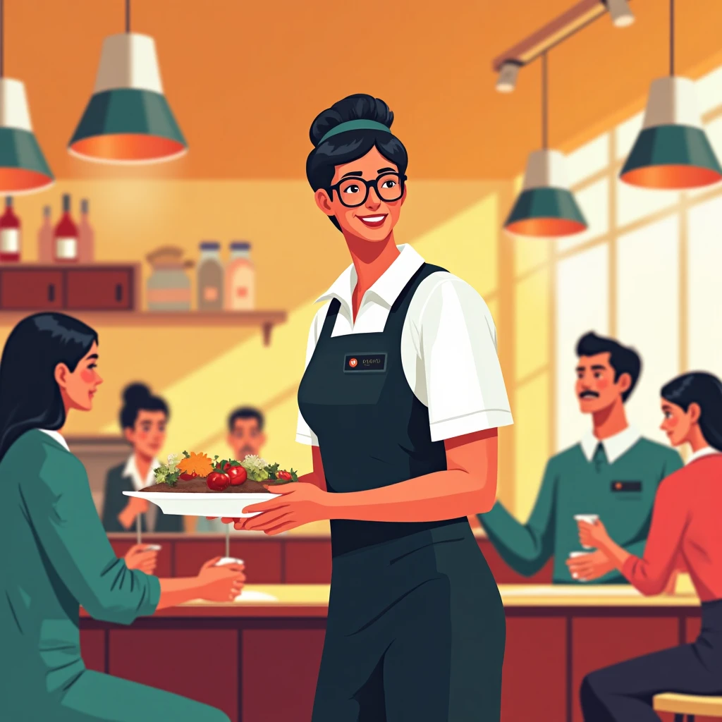 Serveur en action dans un restaurant
