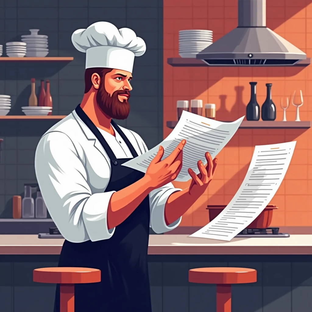 Chef reviewing menu in restaurant
