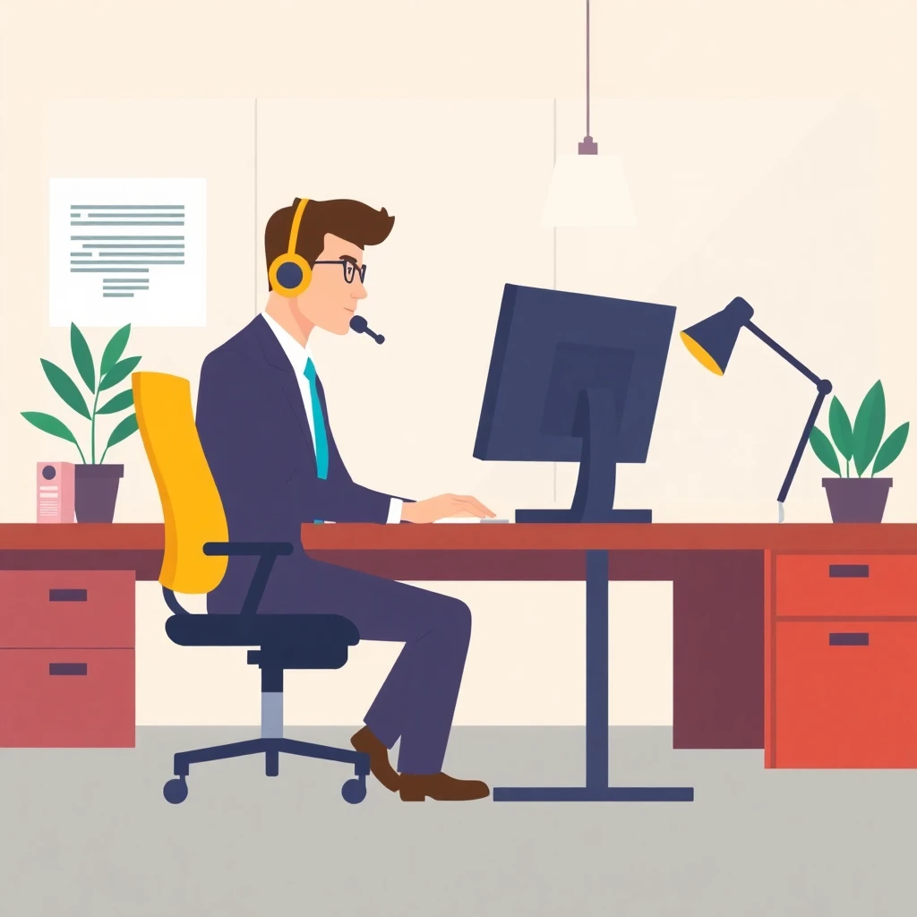 Representante de serviço ao cliente trabalhando