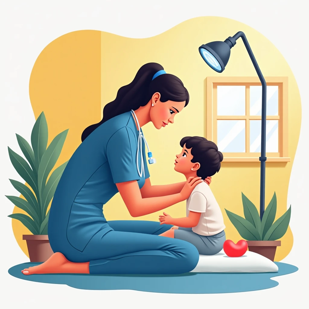 Support worker comforting a child