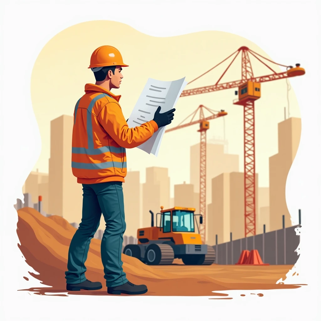 Trabajador revisando planos