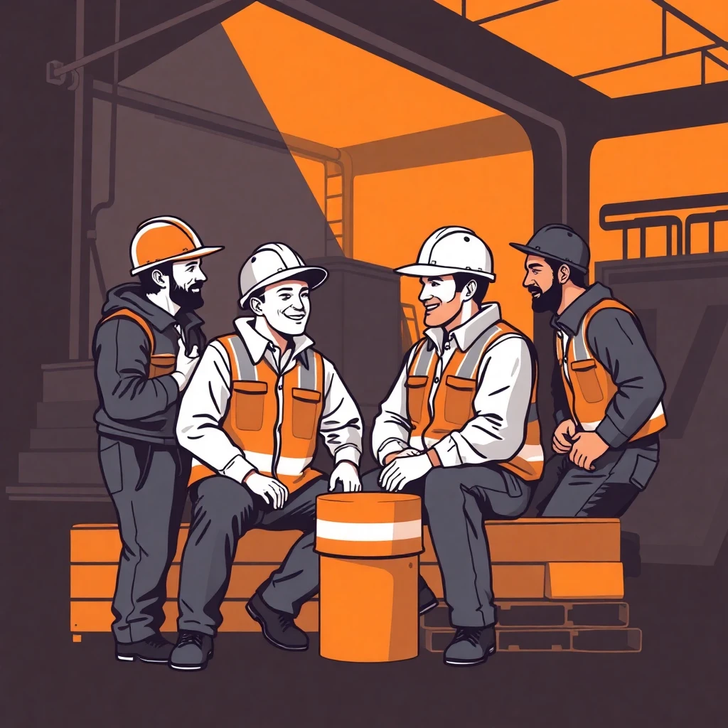 Construction workers taking a break