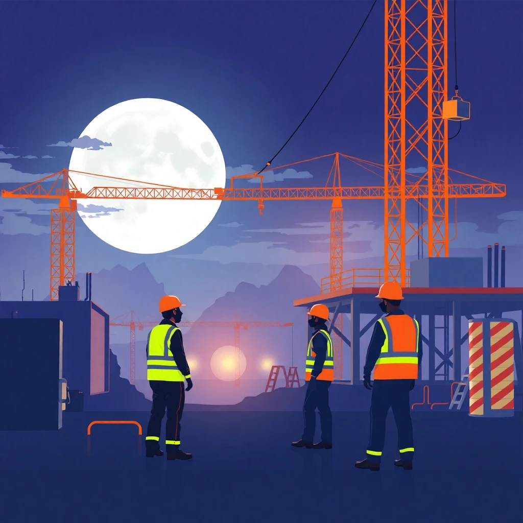 Night shift construction work