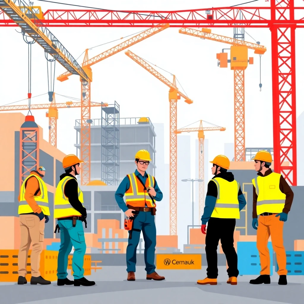 Construction workers at a job site