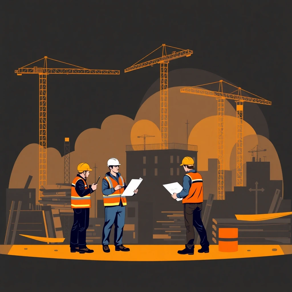 Construction workers planning