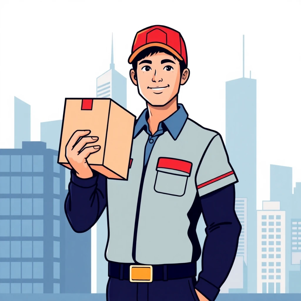 Confident delivery worker