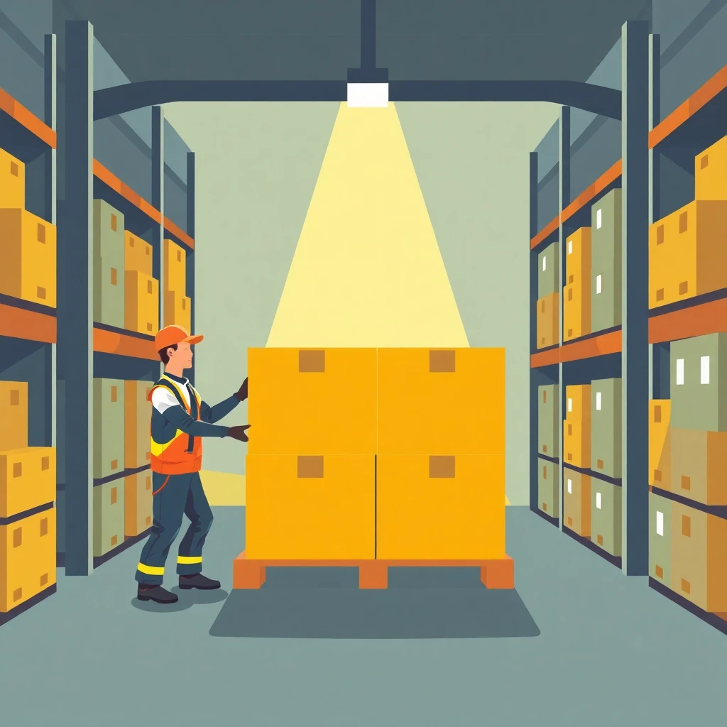 Trabajador de almacén en acción