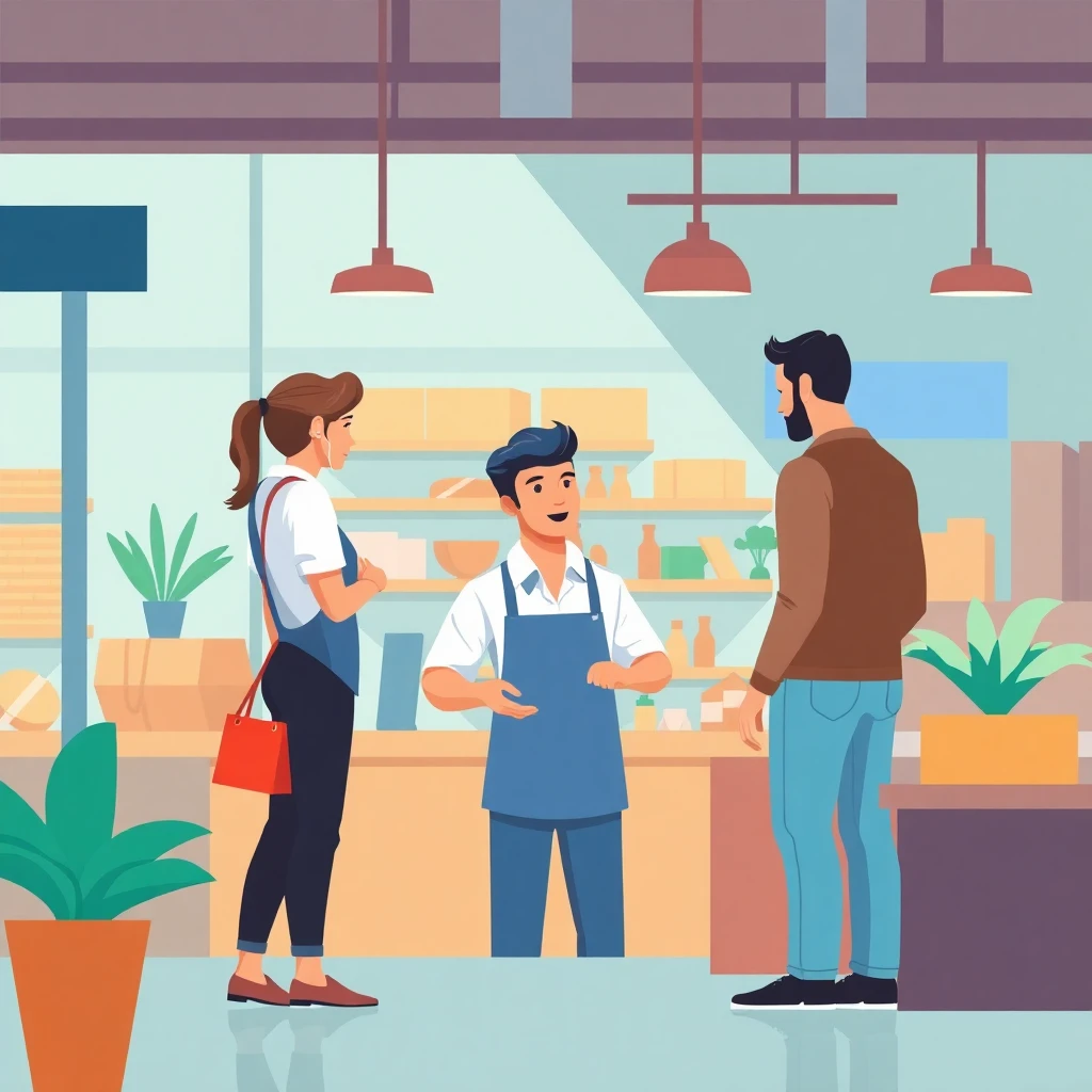 Consultores de ventas interactuando con clientes