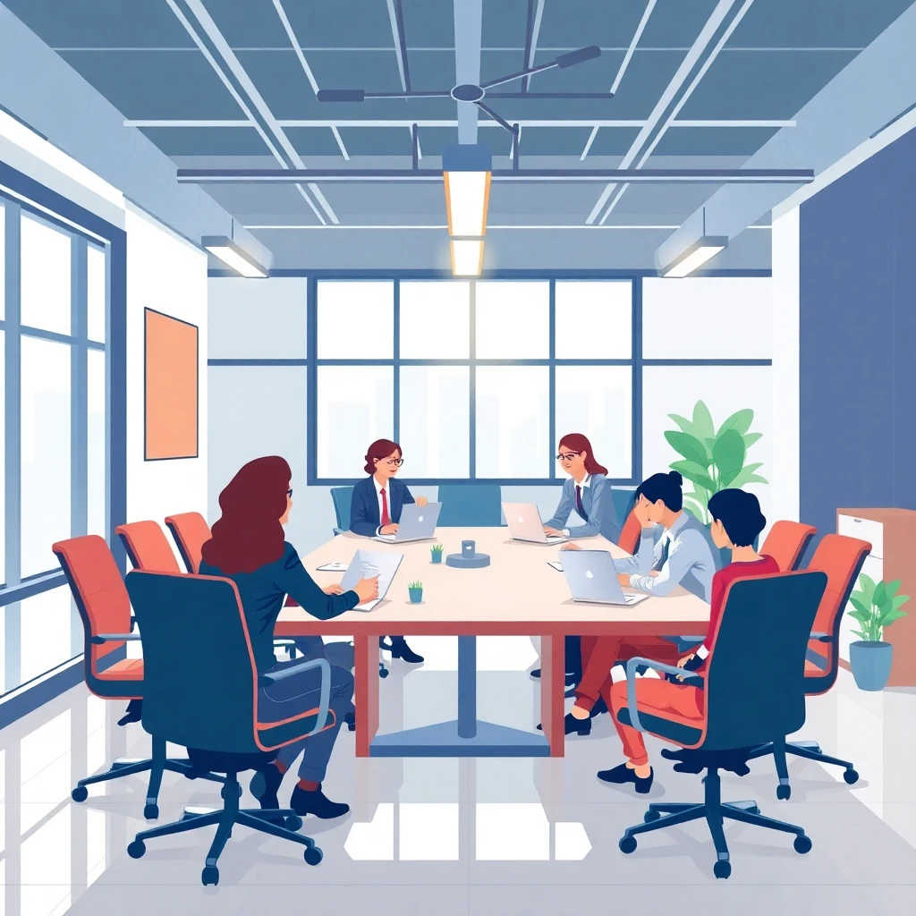 Reunión de ventas en una oficina moderna