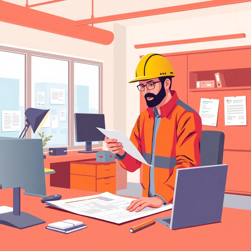 Arquitecto de seguridad revisando planos