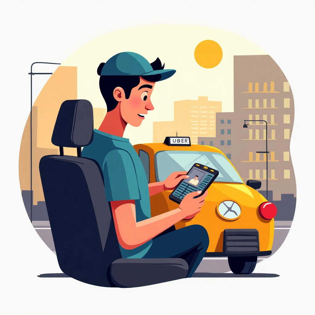 Conductor de Uber utilizando la app