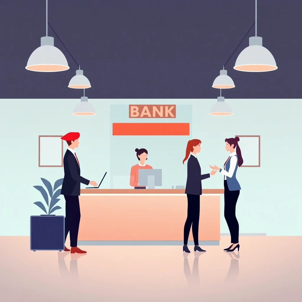 Bank teller assisting a customer