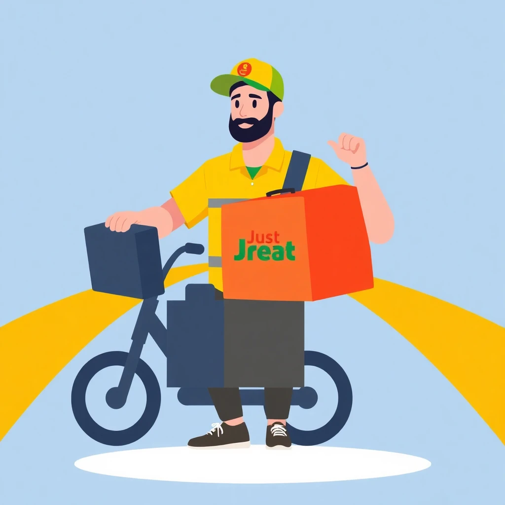 Repartidor de Just Eat contento