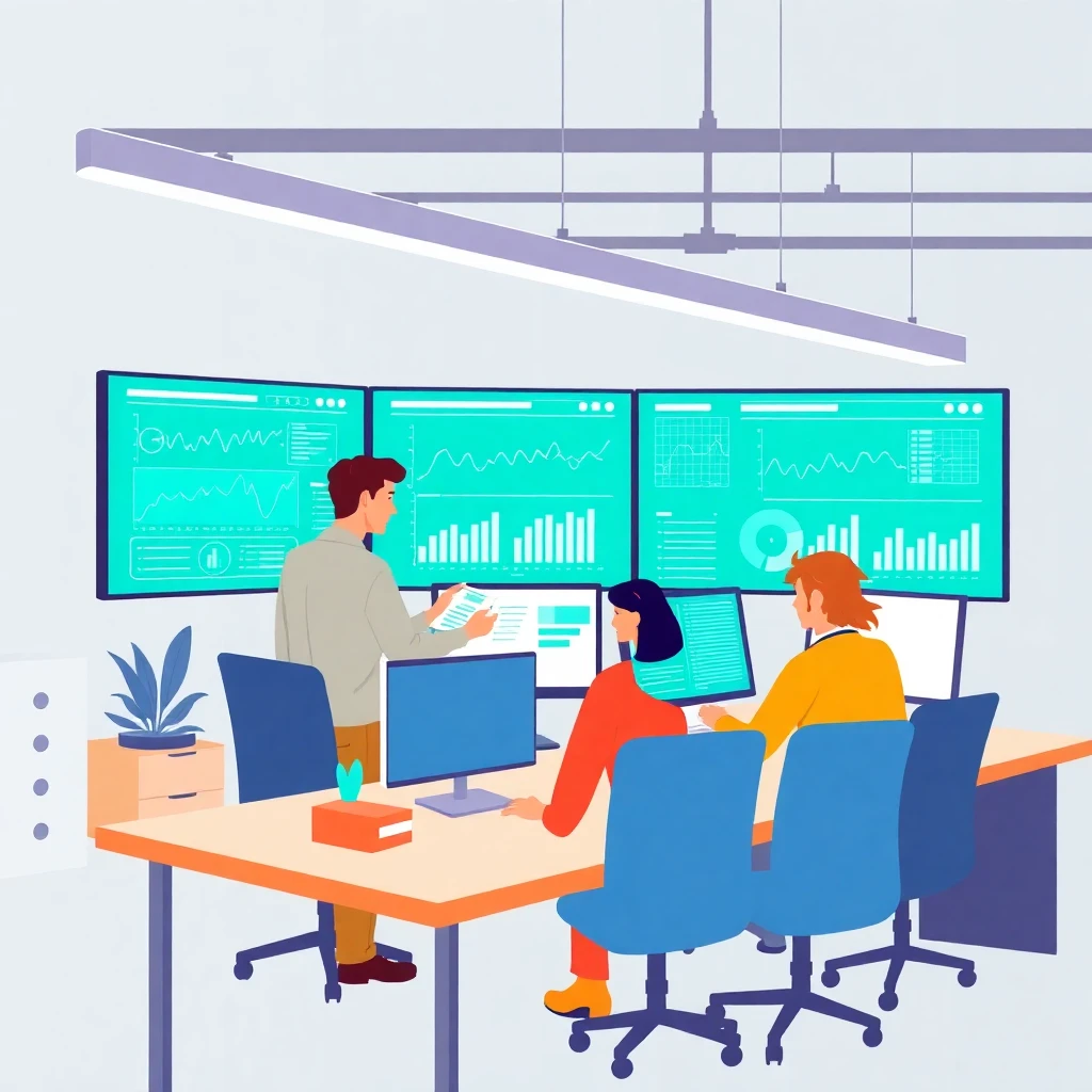 Team working on data project