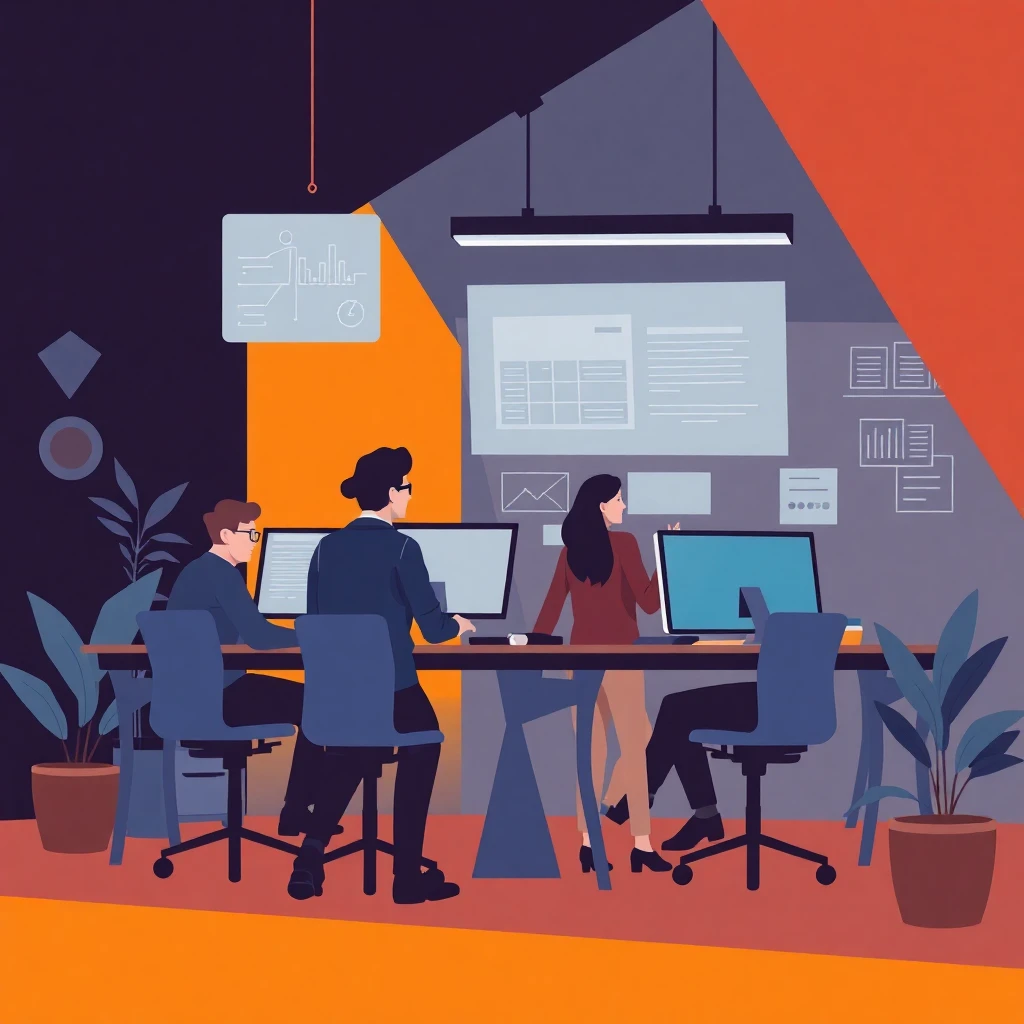 Team collaboration in modern office