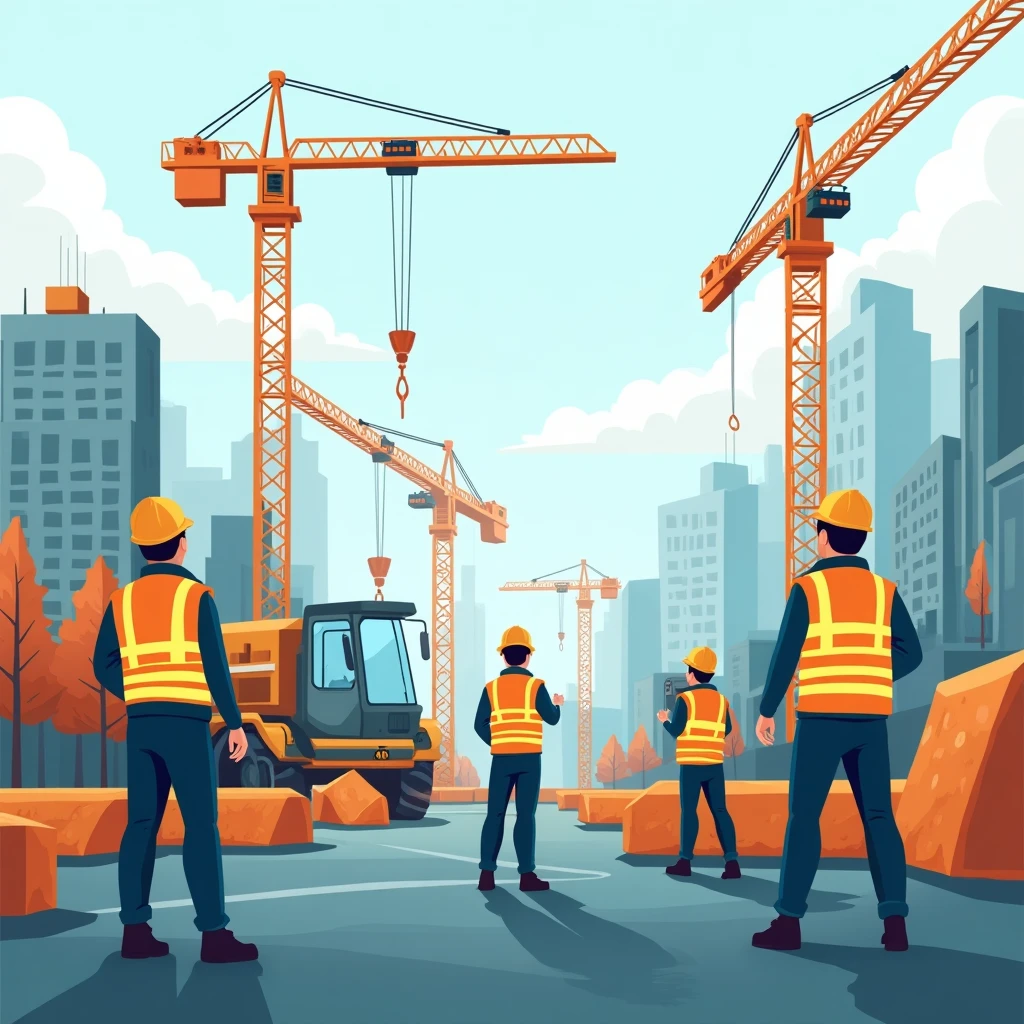 Busy construction site