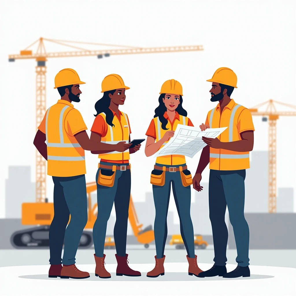 Construction workers collaborating