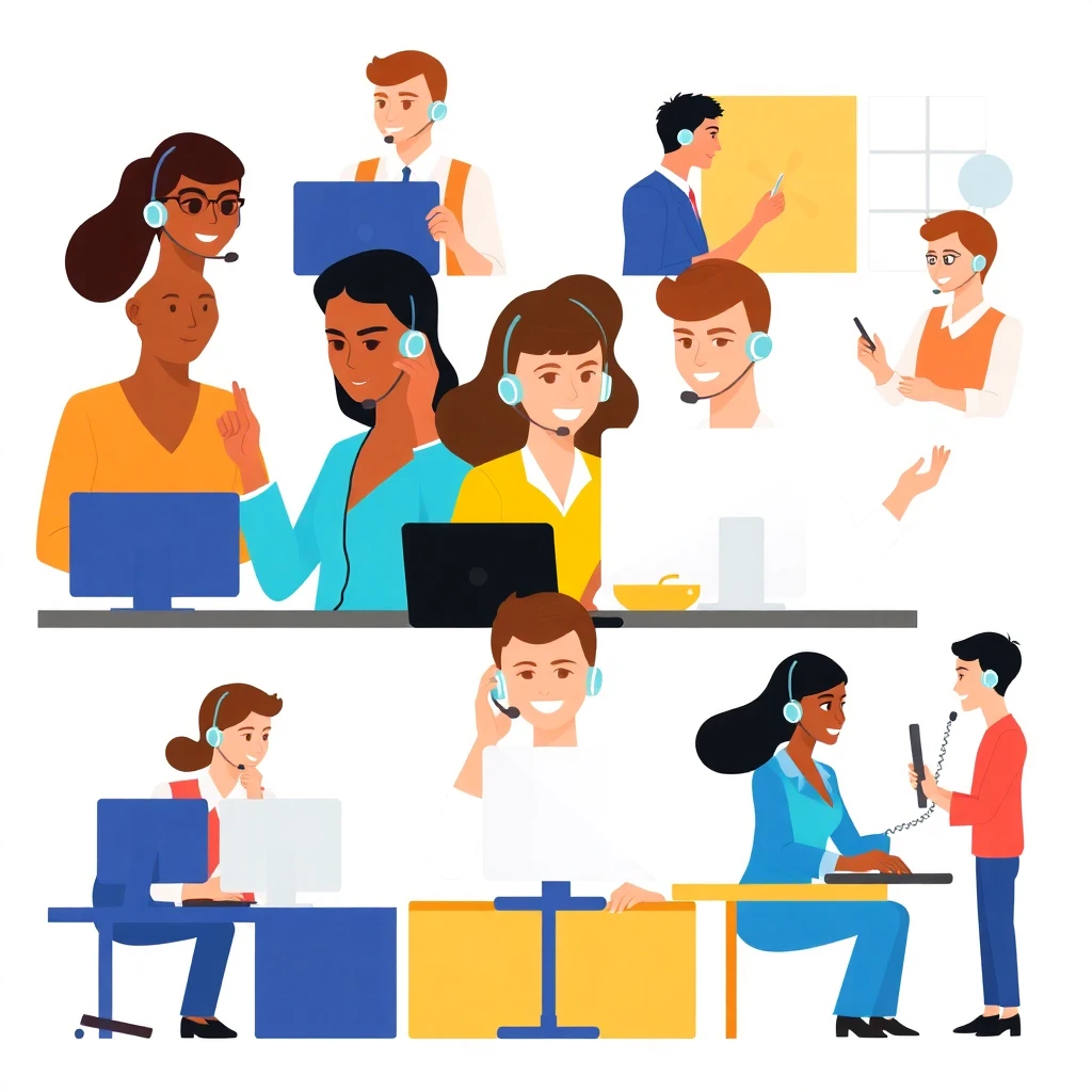 Customer service team interacting with clients