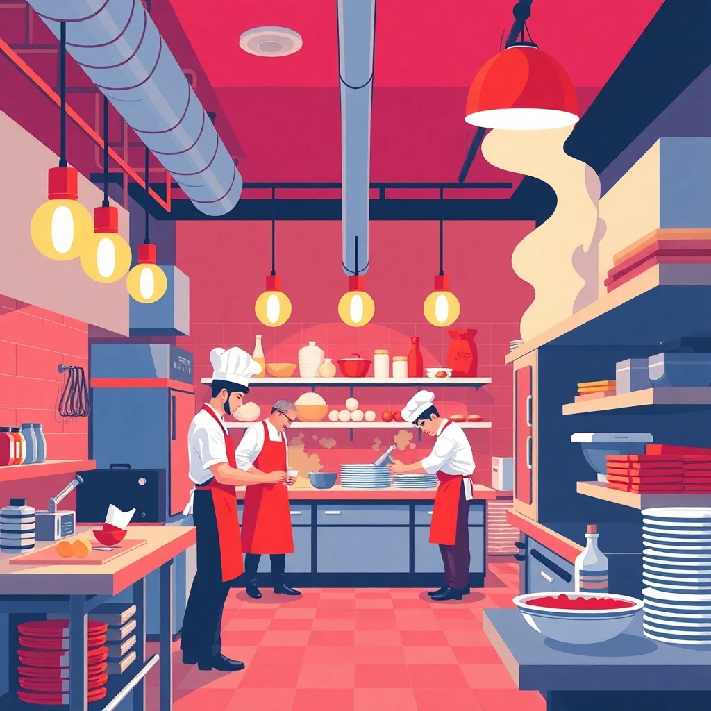 Restaurant kitchen activity