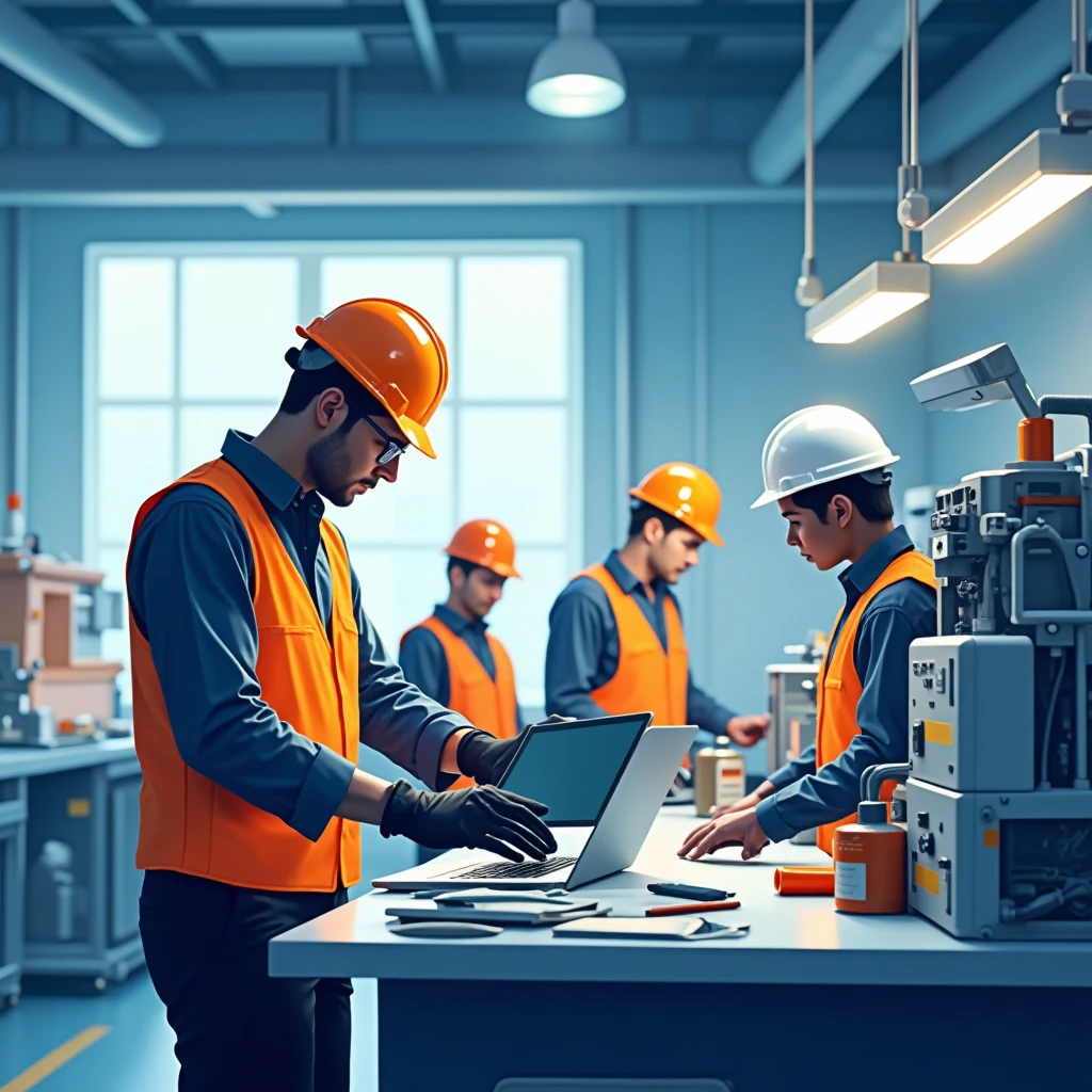 Modern manufacturing teamwork