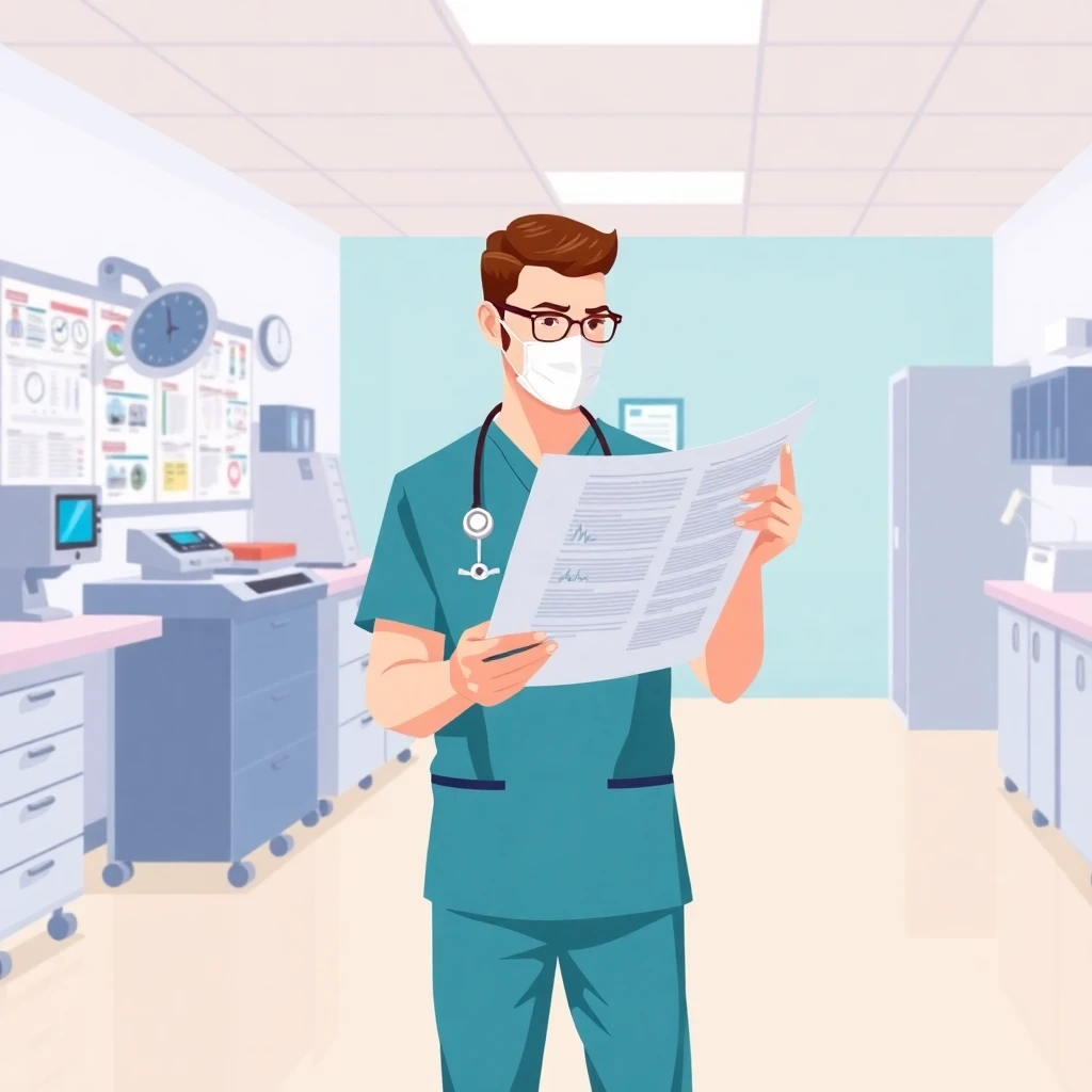 Nurse reviewing patient charts