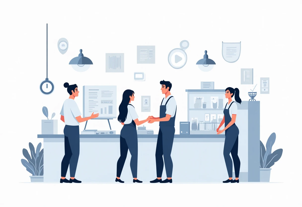 Retail team interacting with customers