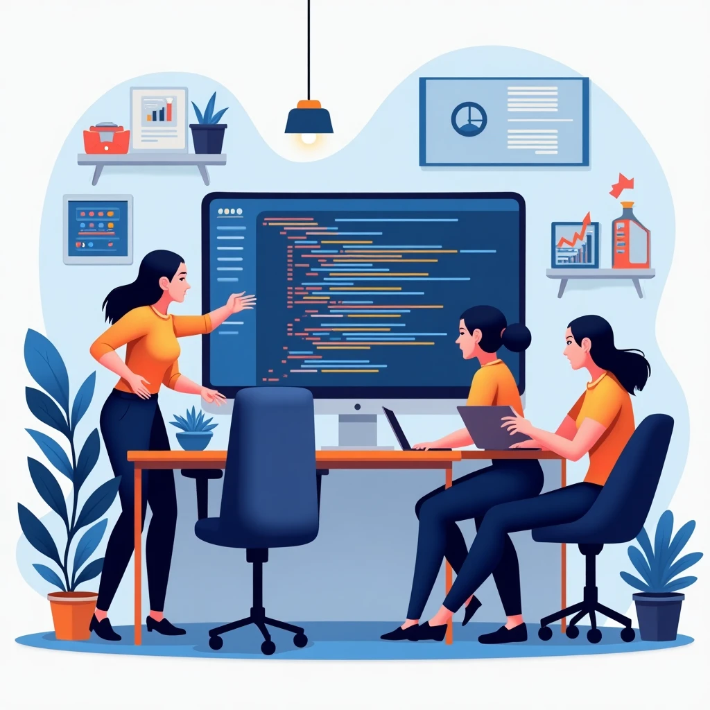 Software engineers collaborating