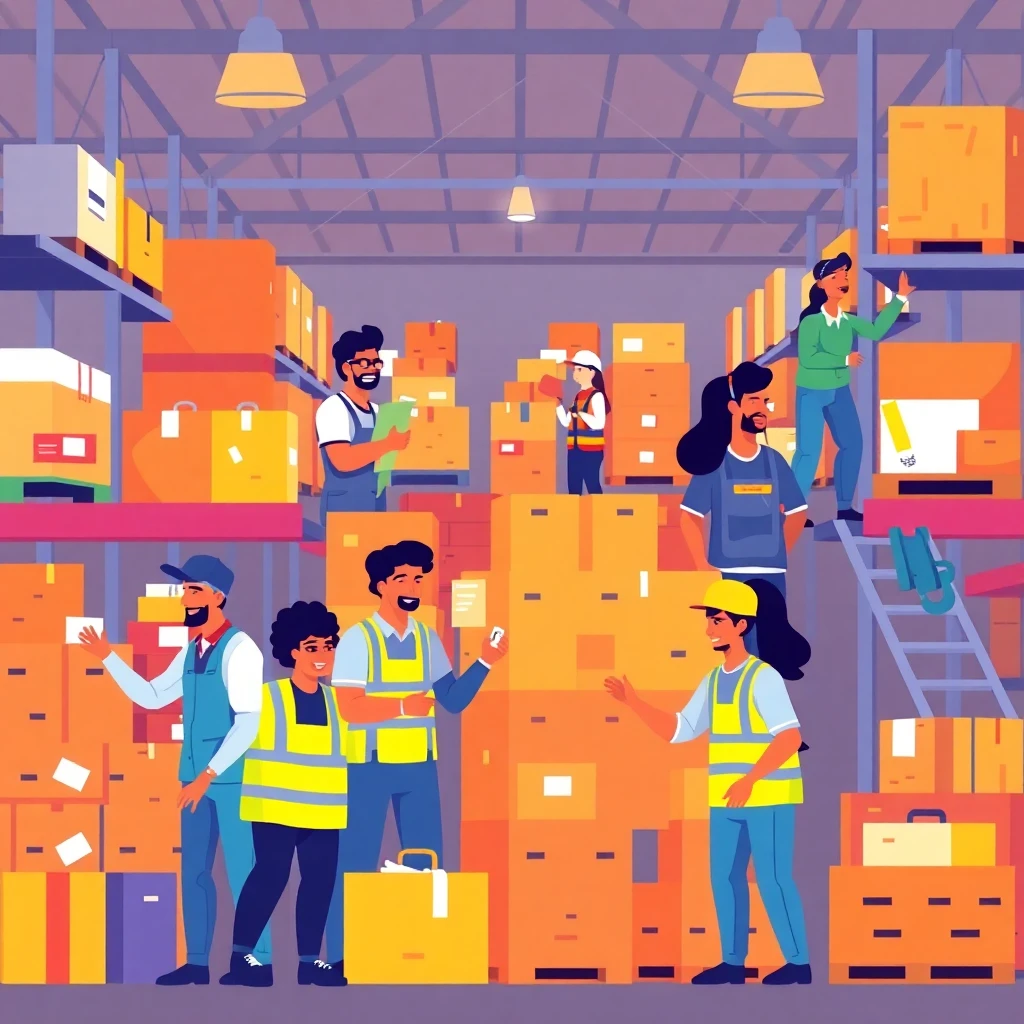 Warehouse team in action