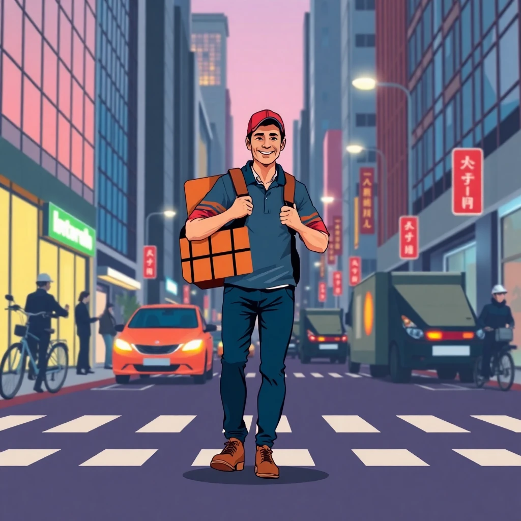 Delivery driver in city